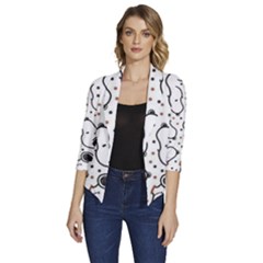 Dog Pattern Women s Draped Front 3/4 Sleeve Shawl Collar Jacket by Salman4z
