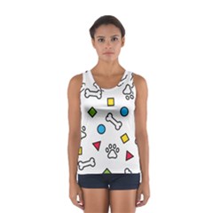 Dog Paw Seamless Pattern Footprint Bone Sport Tank Top  by Salman4z