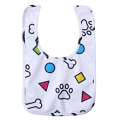 Dog Paw Seamless Pattern Footprint Bone Baby Bib by Salman4z