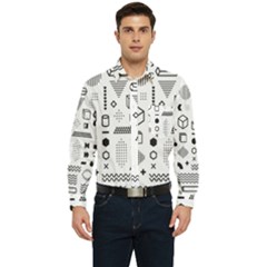 Pattern Hipster Abstract Form Geometric Line Variety Shapes Polkadots Fashion Style Seamless Men s Long Sleeve Pocket Shirt  by Salman4z