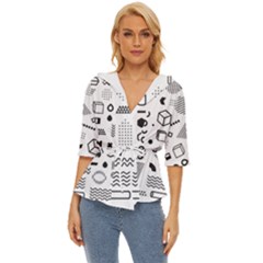 Pattern Hipster Abstract Form Geometric Line Variety Shapes Polkadots Fashion Style Seamless Lightweight Drawstring Hooded Top by Salman4z