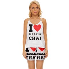 I Love Masala Chai V-neck Satin Pajamas Set by ilovewhateva