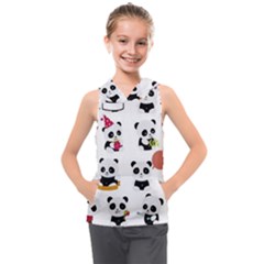 Playing Panda Cartoon Kids  Sleeveless Hoodie by Salman4z