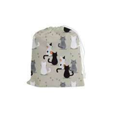 Cute Cat Seamless Pattern Drawstring Pouch (medium) by Salman4z