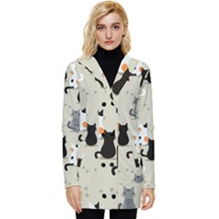 Cute Cat Seamless Pattern Button Up Hooded Coat  by Salman4z