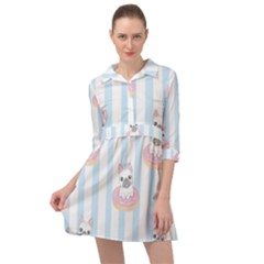 French Bulldog Dog Seamless Pattern Mini Skater Shirt Dress by Salman4z
