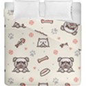 Pug Dog Cat With Bone Fish Bones Paw Prints Ball Seamless Pattern Vector Background Duvet Cover Double Side (King Size) View2