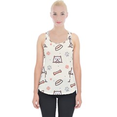 Pug Dog Cat With Bone Fish Bones Paw Prints Ball Seamless Pattern Vector Background Piece Up Tank Top by Salman4z