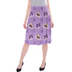Cute Colorful Cat Kitten With Paw Yarn Ball Seamless Pattern Midi Beach Skirt by Salman4z