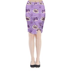 Cute Colorful Cat Kitten With Paw Yarn Ball Seamless Pattern Midi Wrap Pencil Skirt by Salman4z