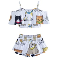 Cat Kitten Seamless Pattern Kids  Off Shoulder Skirt Bikini by Salman4z