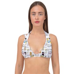 Cat Kitten Seamless Pattern Double Strap Halter Bikini Top by Salman4z