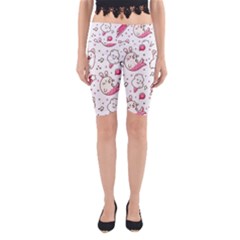 Cute Animal Seamless Pattern Kawaii Doodle Style Yoga Cropped Leggings by Salman4z