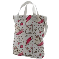 Cute Animal Seamless Pattern Kawaii Doodle Style Canvas Messenger Bag by Salman4z