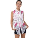 Cute Animal Seamless Pattern Kawaii Doodle Style Sleeveless Chiffon Button Shirt View1