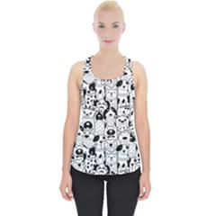 Seamless-pattern-with-black-white-doodle-dogs Piece Up Tank Top by Salman4z