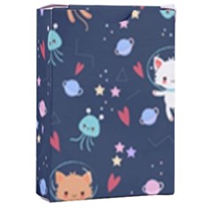 Cute-astronaut-cat-with-star-galaxy-elements-seamless-pattern Playing Cards Single Design (rectangle) With Custom Box by Salman4z