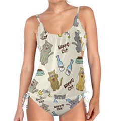 Happy-cats-pattern-background Tankini Set by Salman4z