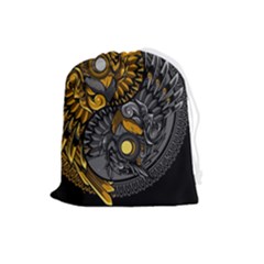 Yin-yang-owl-doodle-ornament-illustration Drawstring Pouch (large) by Salman4z