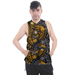 Yin-yang-owl-doodle-ornament-illustration Men s Sleeveless Hoodie by Salman4z