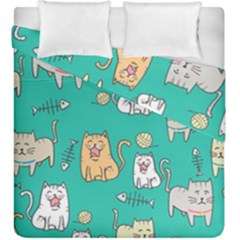 Seamless-pattern-cute-cat-cartoon-with-hand-drawn-style Duvet Cover Double Side (king Size) by Salman4z