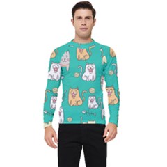 Seamless-pattern-cute-cat-cartoon-with-hand-drawn-style Men s Long Sleeve Rash Guard by Salman4z