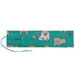 Seamless-pattern-cute-cat-cartoon-with-hand-drawn-style Roll Up Canvas Pencil Holder (l) by Salman4z