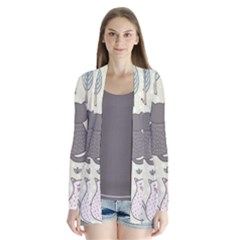 Funny Cartoon Cats Seamless Pattern Drape Collar Cardigan by Salman4z