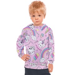 Beautiful-cute-animals-pattern-pink Kids  Hooded Pullover by Salman4z
