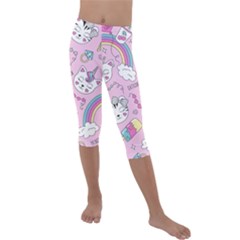 Beautiful-cute-animals-pattern-pink Kids  Lightweight Velour Capri Leggings  by Salman4z