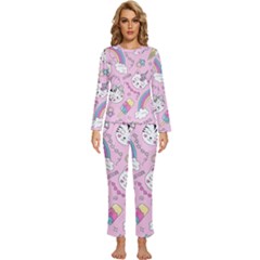 Beautiful-cute-animals-pattern-pink Womens  Long Sleeve Lightweight Pajamas Set by Salman4z