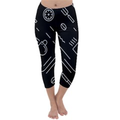 Coffee-background Capri Winter Leggings  by Salman4z