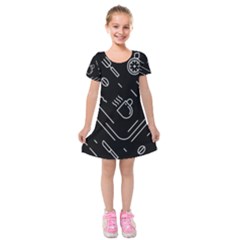 Coffee-background Kids  Short Sleeve Velvet Dress by Salman4z