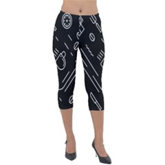 Coffee-background Lightweight Velour Capri Leggings  by Salman4z
