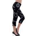 Coffee-background Lightweight Velour Capri Leggings  View4