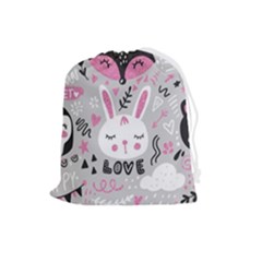 Big-set-with-cute-cartoon-animals-bear-panda-bunny-penguin-cat-fox Drawstring Pouch (large) by Salman4z