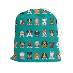Different-type-vector-cartoon-dog-faces Drawstring Pouch (2xl) by Salman4z