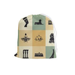 Egyptian-flat-style-icons Drawstring Pouch (large) by Salman4z