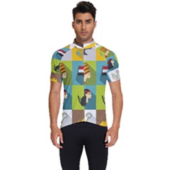 Egypt-travel-items-icons-set-flat-style Men s Short Sleeve Cycling Jersey by Salman4z