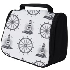 Marine Nautical Seamless Pattern With Vintage Lighthouse Wheel Full Print Travel Pouch (big) by Salman4z