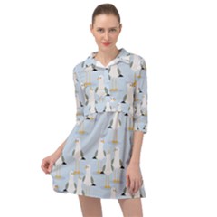 Cute-seagulls-seamless-pattern-light-blue-background Mini Skater Shirt Dress by Salman4z