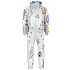 Seamless-pattern-cute-unicorn-cartoon-hand-drawn Hooded Jumpsuit (men) by Salman4z