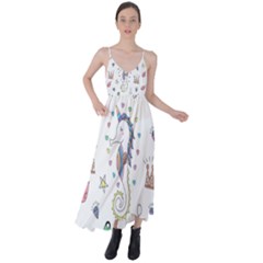 Seamless-pattern-cute-unicorn-cartoon-hand-drawn Tie Back Maxi Dress by Salman4z