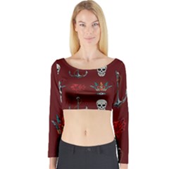 Tattoo-old-school-background-pattern Long Sleeve Crop Top by Salman4z