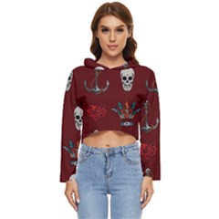 Tattoo-old-school-background-pattern Women s Lightweight Cropped Hoodie by Salman4z