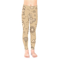 Egyptian-seamless-pattern-symbols-landmarks-signs-egypt Kids  Leggings by Salman4z