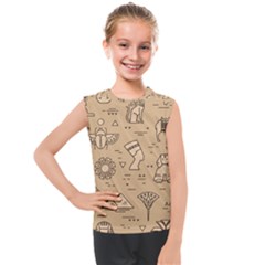Egyptian-seamless-pattern-symbols-landmarks-signs-egypt Kids  Mesh Tank Top by Salman4z