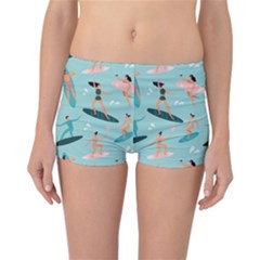 Beach-surfing-surfers-with-surfboards-surfer-rides-wave-summer-outdoors-surfboards-seamless-pattern- Reversible Boyleg Bikini Bottoms by Salman4z