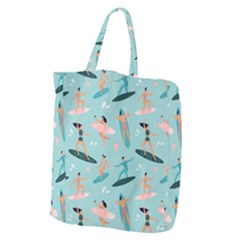 Beach-surfing-surfers-with-surfboards-surfer-rides-wave-summer-outdoors-surfboards-seamless-pattern- Giant Grocery Tote by Salman4z