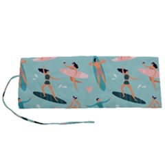Beach-surfing-surfers-with-surfboards-surfer-rides-wave-summer-outdoors-surfboards-seamless-pattern- Roll Up Canvas Pencil Holder (s) by Salman4z